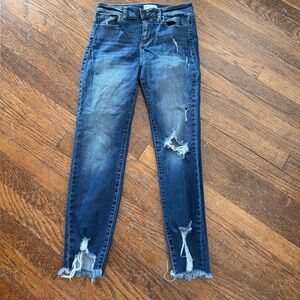 Cello Women's Ripped Skinny Jeans in Dark Blue